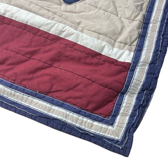 Pottery Barn Kids Quilted Boys Club Red & Tan Pillow Sham - Standard - Back Ties - Picture 5 of 10